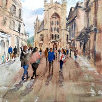 "BATH CITY CENTRE, E…" başlıklı Tablo Ibolya Taligas tarafından, Orijinal sanat, Suluboya