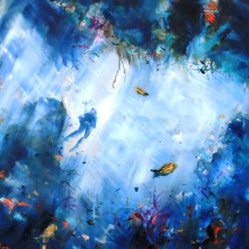 Peinture intitulée "Le promeneur sous m…" par Roger Boubenec, Œuvre d'art originale, Huile