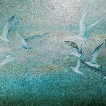 Pintura titulada "Spring Snowstorm" por Natalie Levkovska, Obra de arte original, Oleo