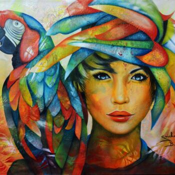 Ζωγραφική με τίτλο "un peu plus près du…" από Jeannette Guichard-Bunel, Αυθεντικά έργα τέχνης, Λάδι Τοποθετήθηκε στο Ξύλινο…
