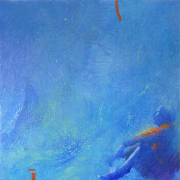 Painting titled "Céruléen" by Liliane Bordes, Original Artwork, Acrylic Mounted on Wood Panel