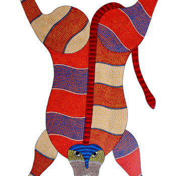 Schilderij getiteld "Gond Painting7" door Rajendra Kumar Shyam, Origineel Kunstwerk, Acryl
