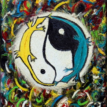 Malerei mit dem Titel "LEZARD 69" von Laurent Boron, Original-Kunstwerk, Öl