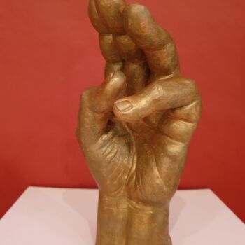 Sculpture intitulée "Sculpture main en a…" par Claude Adda, Œuvre d'art originale, Argile