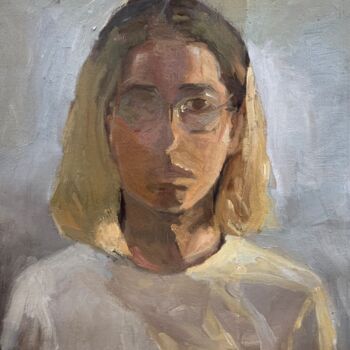 Peinture intitulée "Self portrait in te…" par Ekaterina Belukhina, Œuvre d'art originale, Huile Monté sur Châssis en bois