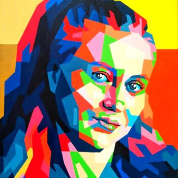 Ζωγραφική με τίτλο "(Example) Portrait…" από Анатолий Рабков, Αυθεντικά έργα τέχνης, Ακρυλικό Τοποθετήθηκε στο Ξύλινο φορείο…