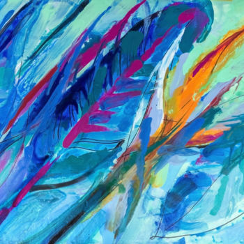 「Strelitzia plant ab…」というタイトルの絵画 Nataliia Belozerovaによって, オリジナルのアートワーク, アクリル