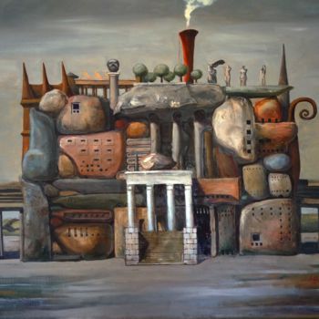 Painting titled "Library" by Aleks Voznesenskii, Original Artwork, Oil