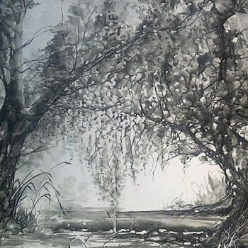 Peinture intitulée "Eveil" par Isabelle Derangere, Œuvre d'art originale, Encre