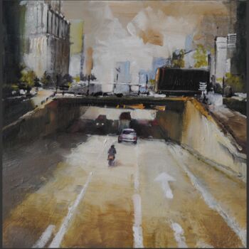 「Porte du point du j…」というタイトルの絵画 Jicéによって, オリジナルのアートワーク, オイル ウッドパネルにマウント
