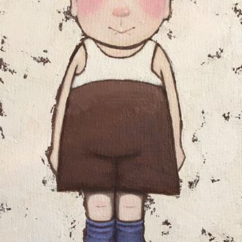 Painting titled "Cyprien - 1058" by Noëlle Lassailly, Original Artwork, Acrylic Mounted on Wood Stretcher frame