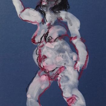 Drawing titled "Fond bleu" by Marijo Ponce Fest, Original Artwork, Pastel
