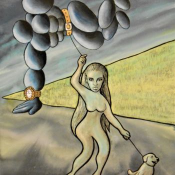 「Beyoncé part 1: Ego」というタイトルの絵画 Noël Van Hoofによって, オリジナルのアートワーク, 水彩画