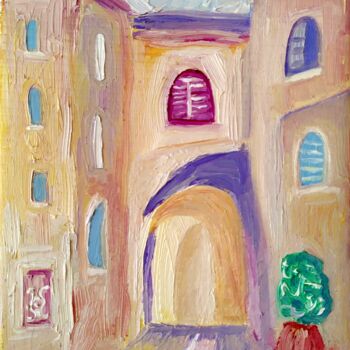 Painting titled "in old city Safed 2" by Janna Shulrufer, Original Artwork, Oil