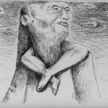 Dessin intitulée "Gourou Love" par Patrick Jannin, Œuvre d'art originale, Encre