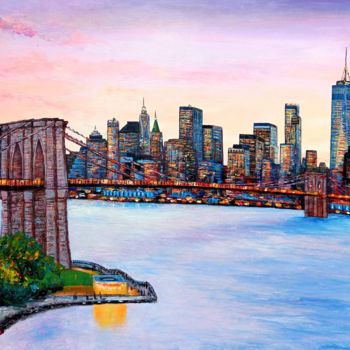 Malarstwo zatytułowany „Brooklyn bridge” autorstwa Aleks Margjini, Oryginalna praca, Olej