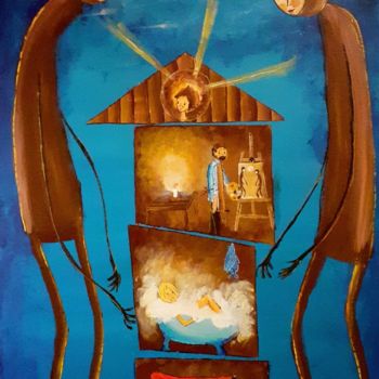 Painting titled "Opiekuńcy z krainy…" by Marcin Kreczmer, Original Artwork, Acrylic