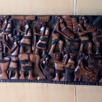 Sculpture intitulée "Market place" par Obed Omwange, Œuvre d'art originale, Bois