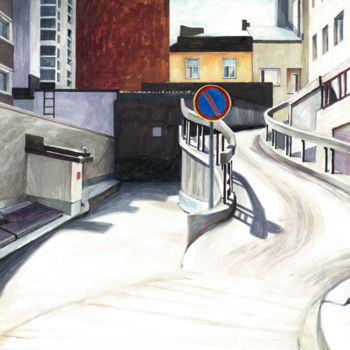Disegno intitolato "Malminkatu Backyard" da Olga Miasnikova (agll), Opera d'arte originale, Pennarello