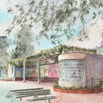Painting titled "Parc de Choiy l'air…" by Catherine Rossi, Original Artwork, Watercolor
