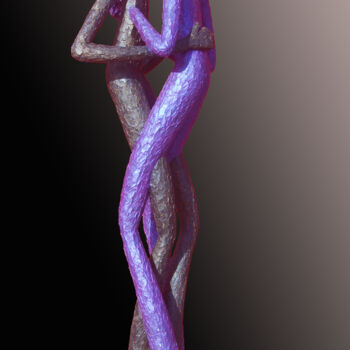 Sculpture intitulée "Couple Violet" par Laurent Messager, Œuvre d'art originale, Béton