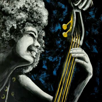 Painting titled "Esperanza Spalding" by Saf'Art, Original Artwork, Acrylic