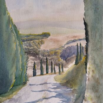 Painting titled "Going Downhill" by Horacio Cobas, Original Artwork, Watercolor