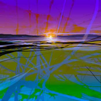 Digital Arts titled "Par un beau soir d'…" by Gérard Esquerre, Original Artwork, Digital Painting Mounted on Aluminium