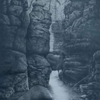 Zeichnungen mit dem Titel "Im Elbsandstein" von Ronald Firla, Original-Kunstwerk, Bleistift