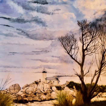 绘画 标题为“phare de Brignogan” 由Gilles Mathieu, 原创艺术品, 水彩