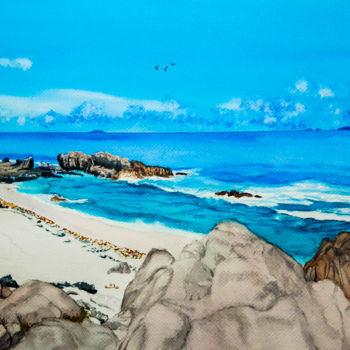 绘画 标题为“plage tropicale” 由Gilles Mathieu, 原创艺术品, 水彩
