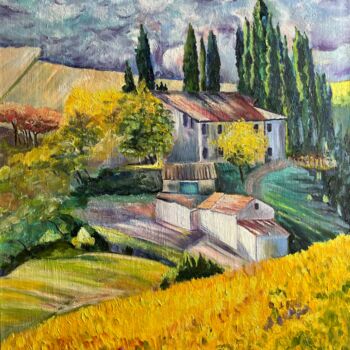 제목이 "Farm in Tuscany"인 미술작품 Anna Pavlovich-Naneva로, 원작, 기름