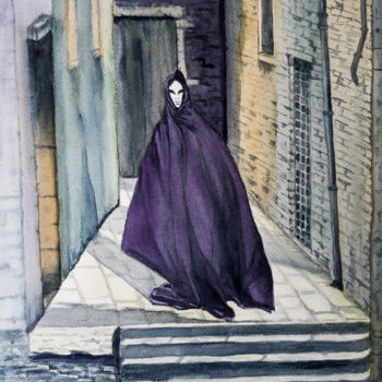 绘画 标题为“au détour d une rue…” 由Gilles Mathieu, 原创艺术品, 水彩