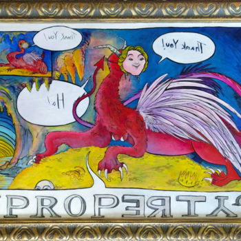 Ζωγραφική με τίτλο "Property" από Oberlin The Artist, Αυθεντικά έργα τέχνης, Ακρυλικό Τοποθετήθηκε στο Ξύλινο φορείο σκελετό