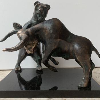Sculpture titled "Force measuring 2." by Kristof Toth, Original Artwork, Bronze