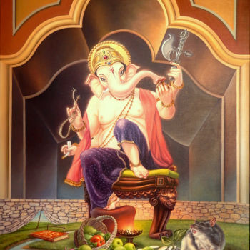Malerei mit dem Titel "Lord of obstacles" von Gyuri Lohmuller, Original-Kunstwerk, Öl