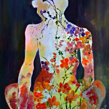 「Flower Painting at…」というタイトルの絵画 Clement Tsangによって, オリジナルのアートワーク, オイル