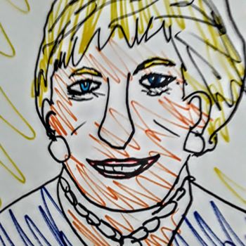 Dessin intitulée "Lady Diana" par Iheb Gharbi, Œuvre d'art originale, Marqueur