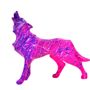 Sculpture titled "PINK WOLF" by Vincent Bardou, Original Artwork, Spray paint