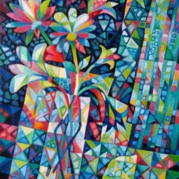 Painting titled "Flower Angels - Ang…" by Igor Sem, Original Artwork, Oil Mounted on Wood Stretcher frame