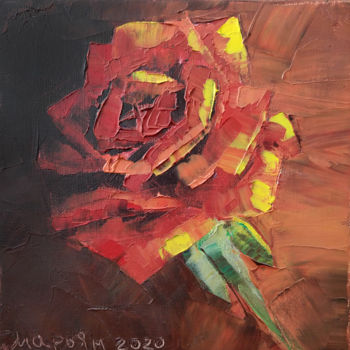 绘画 标题为“Fire Rose” 由Mariam Mary-Ellen, 原创艺术品, 油