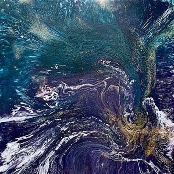 Ζωγραφική με τίτλο "GREEN VIOLET" από Sigrid Koerner, Αυθεντικά έργα τέχνης, Ακρυλικό