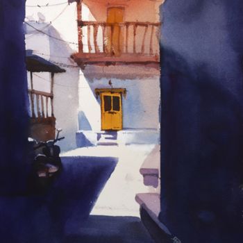Pittura intitolato "Lunch time sun shin…" da Prashant Prabhu, Opera d'arte originale, Acquarello