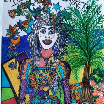 Zeichnungen mit dem Titel "Bien dans mes baske…" von Valerie Guiot, Original-Kunstwerk, Marker