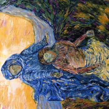 Peinture intitulée "Pietà, d'après Vinc…" par Denizzio, Œuvre d'art originale, Huile Monté sur Châssis en bois