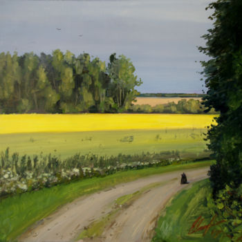 Schilderij getiteld "The curious cat" door Elmar Magerram, Origineel Kunstwerk, Olie