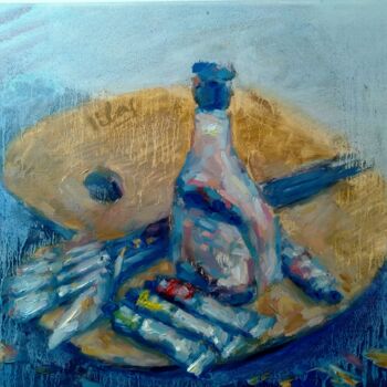 Painting titled "Artist's palette" by Alex Klas, Original Artwork, Oil Mounted on Wood Stretcher frame