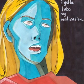 Zeichnungen mit dem Titel "Medication" von Polina Loban, Original-Kunstwerk, Marker