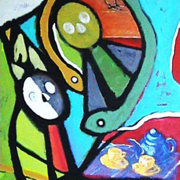 Painting titled "Secret Lovers" by Ojomo, Original Artwork, Acrylic