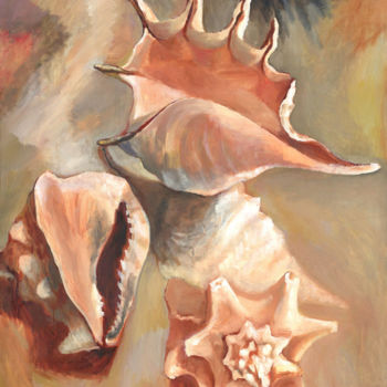 Malerei mit dem Titel "Sand-colored seashe…" von Petr Ldin, Original-Kunstwerk, Öl